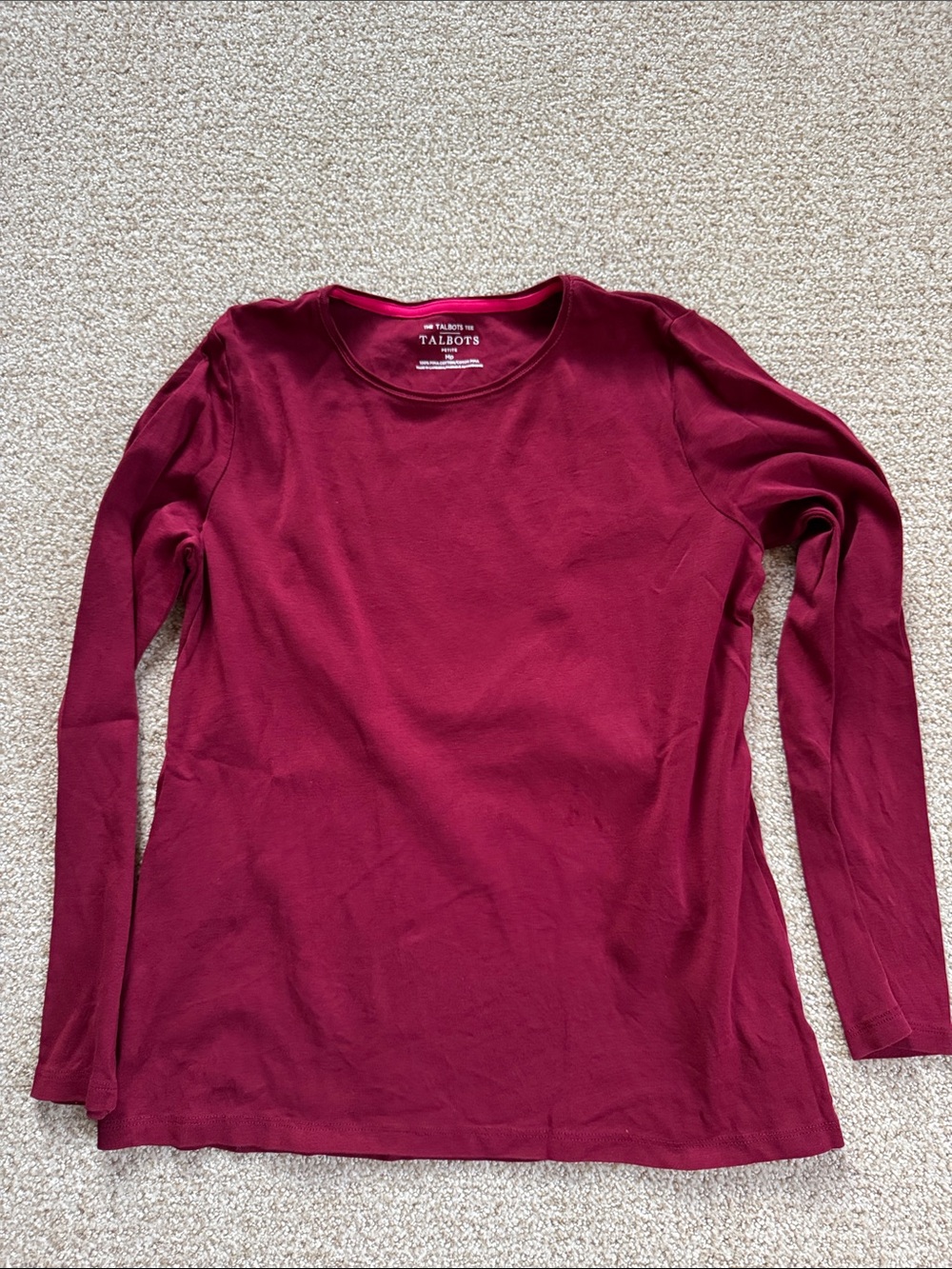 Talbots Long-Sleeve Crewneck Top in Wine